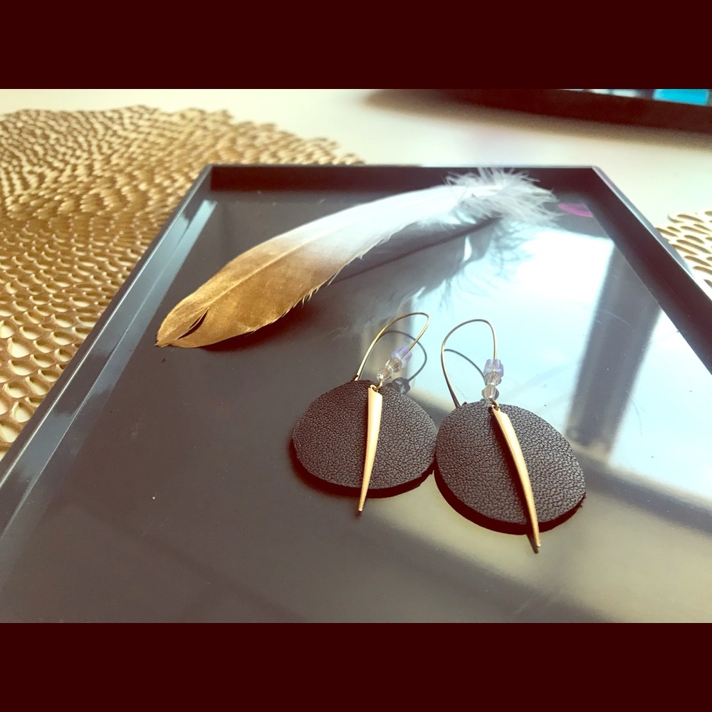 Hands made real leather EARRINGS